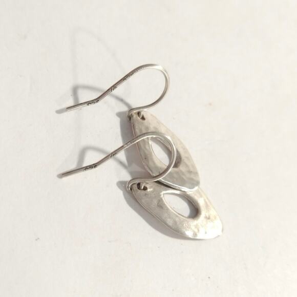 Israel 925 Sterling Silver Brutalist Dangle Drop Earrings Hook Signed Lot - Picture 5 of 9